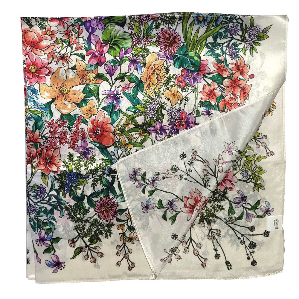 NWT Genuine 100% Mulberry Silk Satin Scarf 25"x25" Medium Square Shawl 57541 - Picture 6 of 8